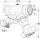 Strangabsperrventil mit zwei Ausgängen und Handrad zur Steuerung des Durchflusses, hergestellt von IMI Hydronic Engineering. Darstellung gemäß technischen Zeichnungen.